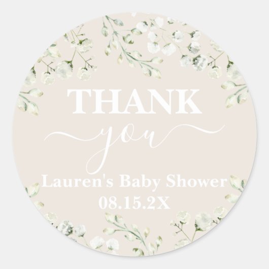 Jusqu'au Sticker rond classique Baby shower nuages (Devant)