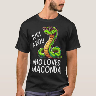 Just A Boy Who Loves Anaconda Cool Snake Lover Des T-shirt