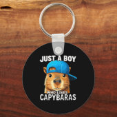 Just A Boy Who Loves Capybaras  Sleutelhanger (Voorkant)
