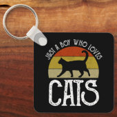 Just A Boy Who Loves Cats Sleutelhanger (Voorkant)