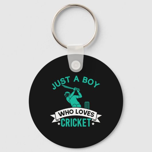 Just A Boy Who Loves Cricket Player Funny Cricket  Sleutelhanger (Voorkant)