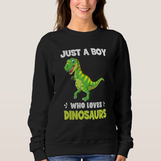 Just A Boy Who Loves Dinosaurs Rawr Rex Dinosaur Trui (Voorkant)