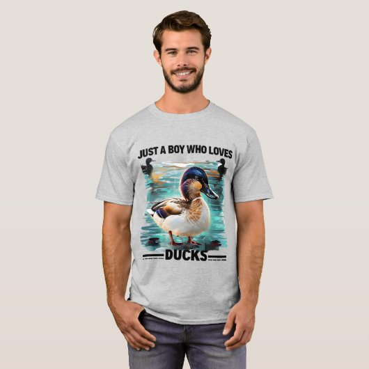 Just a Boy Who Loves Ducks - Duck Lover - T-shirt (Voorkant volledig)