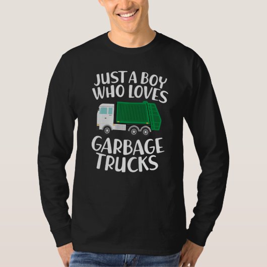 Just a Boy Who Loves Garbage Trucks Funny Garbage T-shirt (Voorkant)