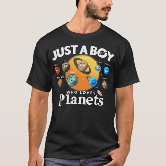 Just A Boy Who Loves Planets Solar System Astrolog T-shirt (Voorkant)