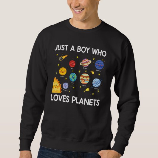 Just A Boy Who Loves Planets Solar System Space Sc Trui (Voorkant)