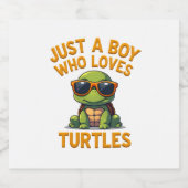 Just a boy who loves turtles Children boy Sparkling Wijnetiket (Enkel label)