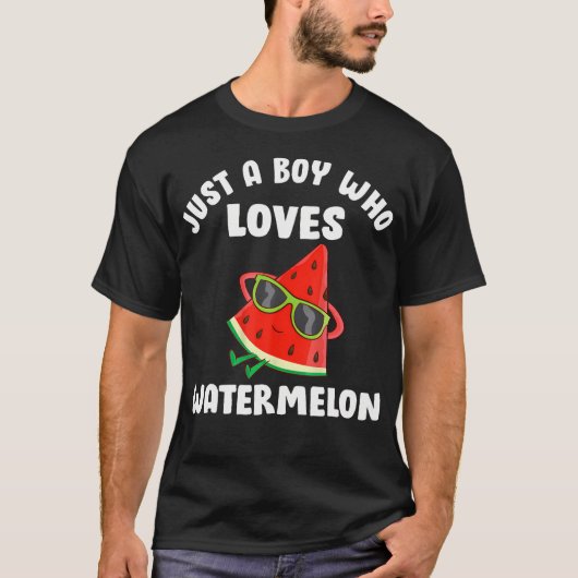 Just A Boy Who Loves Watermelon Funny Summer Fruit T-shirt (Voorkant)