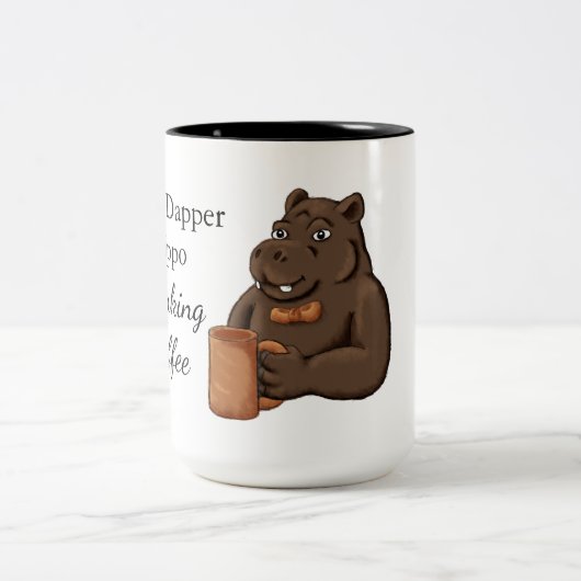 Just a Dapper Hippo Drinking Coffee - Funny Mug (Centre)