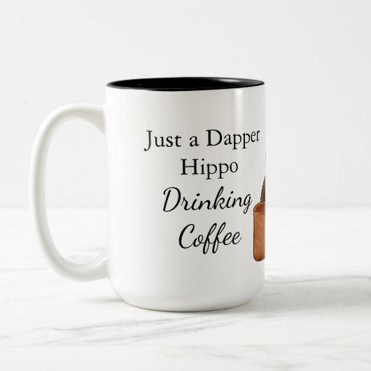 Just a Dapper Hippo Drinking Coffee - Funny Mug (Gauche)