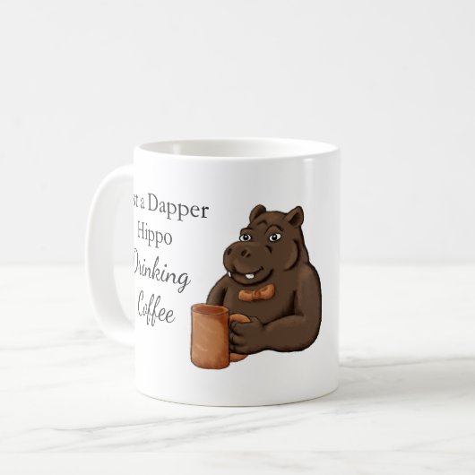 Just a Dapper Hippo Drinking Coffee - Funny Mug Koffiemok (Voorkant links)