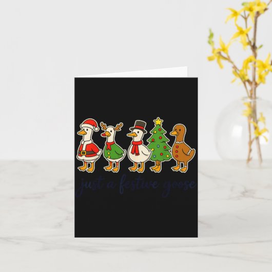 Just A Festive Goose Christmas Silly Goose Funny C Kaart (Gele Bloem)