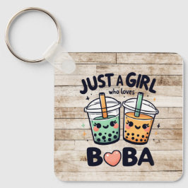 "Just a Girl Who Loves Boba" Gepersonaliseerde Sle Sleutelhanger