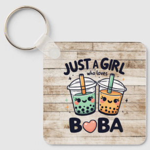 "Just a Girl Who Loves Boba" Gepersonaliseerde Sle Sleutelhanger