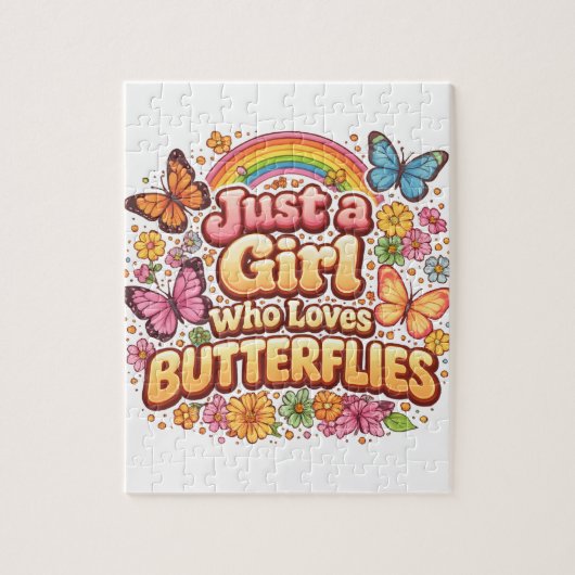 Just a Girl Who Loves Butterflies – Cute Floral  Legpuzzel (Verticaal)