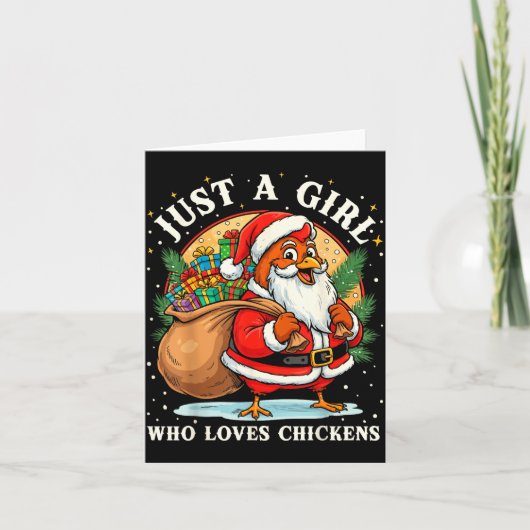 Just A Girl Who Loves Chickens Christmas Farm Anim Kaart (Voorkant)