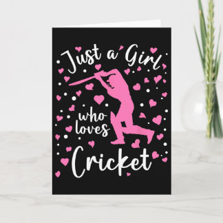 Just A Girl Who Loves Cricket Pink Heart Cricketer Kaart
