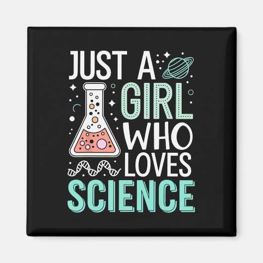 Just A Girl Who Loves Science Back To School Kids Magneet (Voorkant)