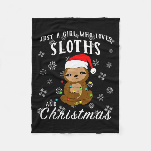 Just A Girl Who Loves Sloths & Christmas Funny Fleece Deken (Voorkant)