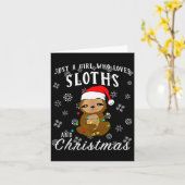 Just A Girl Who Loves Sloths & Christmas Funny Kaart (Gele Bloem)