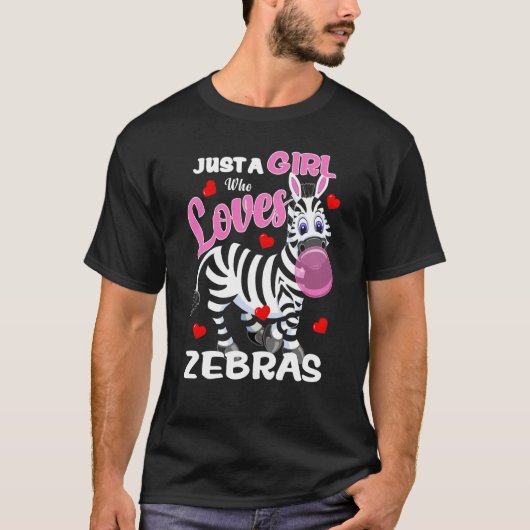 Just A Girl Zebra Fun Zoo Cute Zebra Bubble Gum T-shirt (Voorkant)