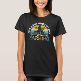 Just A Guy Who's In love With Farming Retro Sheep T-shirt
