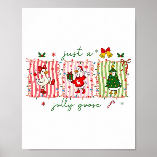 Just A Jolly Goose Christmas Lights Ne Bow Coquett Poster (Voorkant)