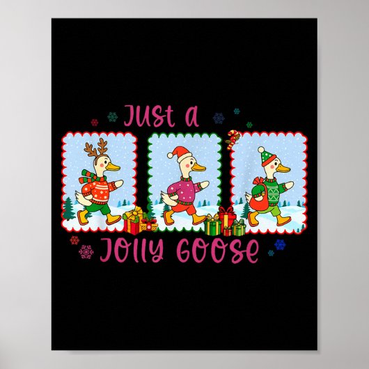 Just A Jolly Goose Christmas Santa Bow Xmas Light  Poster (Voorkant)
