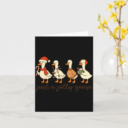 Just A Jolly Goose Christmas Silly Goose Funny Xma Kaart (Gele Bloem)