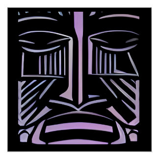 Just a Little Black and Purple Tiki Perfect Poster