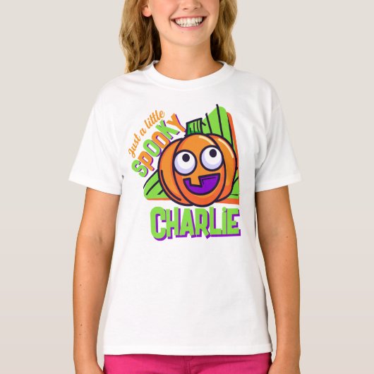 Just a Little Spooky Pumpkin - white custom tshirt (Devant)