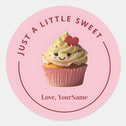 Just a Little Sweet Cupcake Valentine Sticker (Devant)
