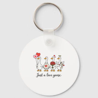 Just A Love Goose Cute Valentines Geese Heart Cud  Sleutelhanger