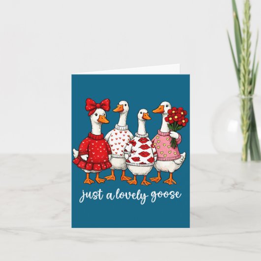 Just A Lovely Goose Cute Silly Goose Valentine's D Kaart (Voorkant)