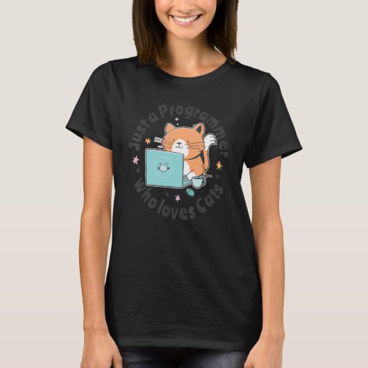 Just a programmer who loves cats and computers Cod T-shirt (Voorkant)