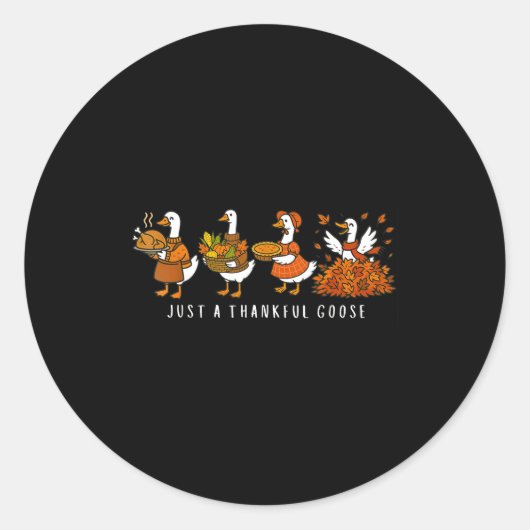 Just A Thankful Goose Funny Silly Goose Thanksgivi Ronde Sticker (Voorkant)