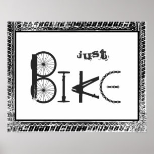 "Just Bike" Graffiti van Bike Parts & Tire Tracks Poster