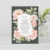 Just Blush Floral 100e verjaardag Kaart (Staand voorkant)