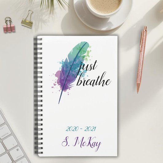 Just Breathe Boho Monogramme Aquarelle