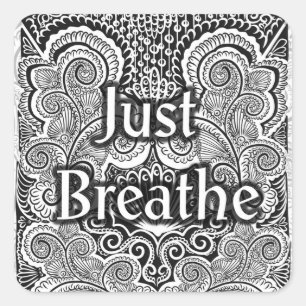 Just Breathe – Kalmerende Mandala-Geïnspireerd Vierkante Sticker