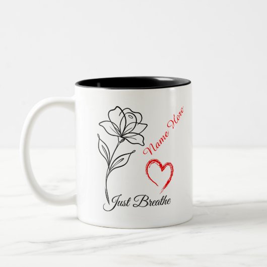 Just Breathe Personalized Tweekleurige Koffiemok (Links)