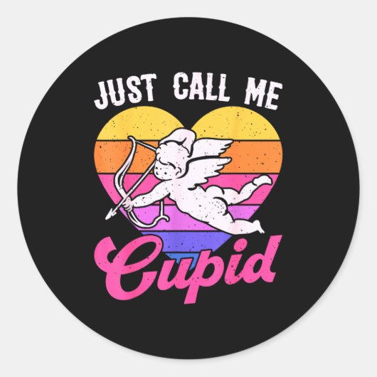 Just Call Me Cud Valentine Cute Arrow Heart Couple Ronde Sticker (Voorkant)