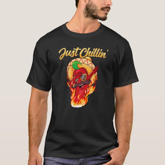 Just Chillin Dabbing Chili Pepper  Hot Spice Food T-shirt (Voorkant)