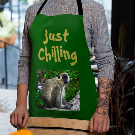 "Just Chilling" Green Monkey Print Schort