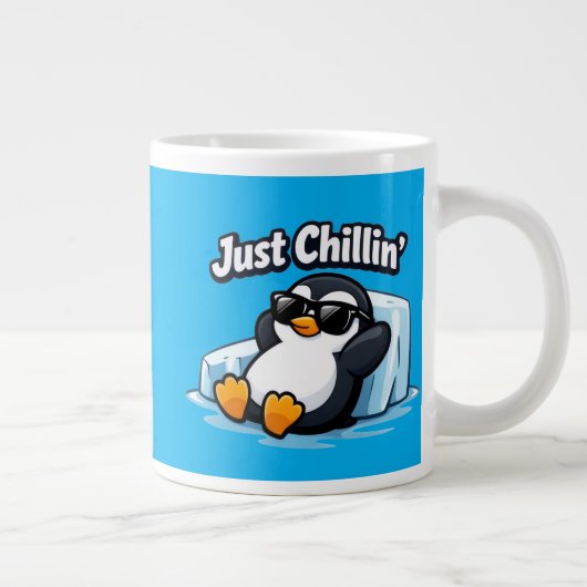 JUST CHILLING PINGUIN Throw Pillow Extra Grote Beker (Rechts)