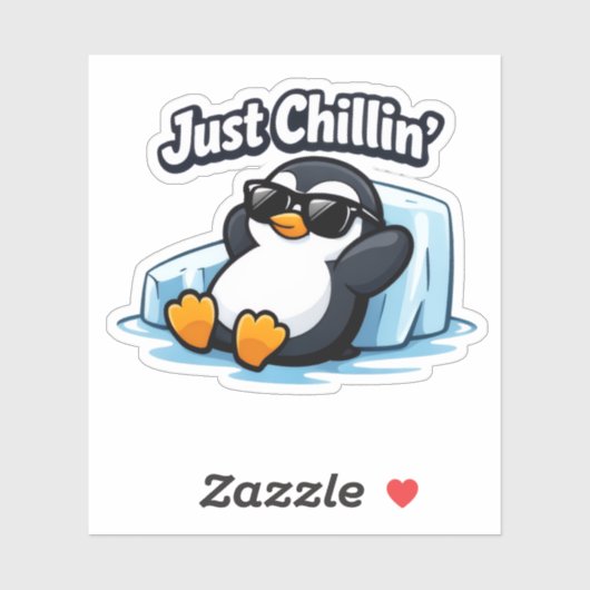 JUST CHILLING PINGUIN Throw Pillow Sticker (Vel)