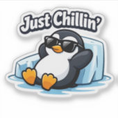 JUST CHILLING PINGUIN Throw Pillow Sticker (Voorkant)