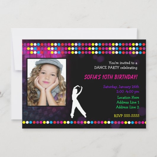 Just Dance Party Disco Ball Photo Party Invitation (Devant)