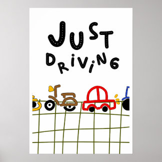 Just Driving - Hand-Drawn Road Trip Aesthetic Poster
