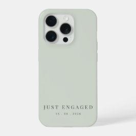 Just Engaged Minimalist Typography Pale Sage iPhone 15 Pro Hoesje